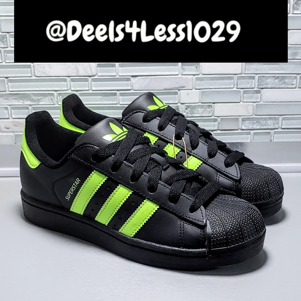 Adidas Originals Superstar 2 Womens Size 7.5/Kids 6.5 Black Signal Green